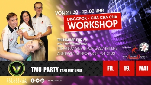 VClub Villach Tanz mit uns Party 19.5.17 um 2130 AllroundDancer Infos +436644512100